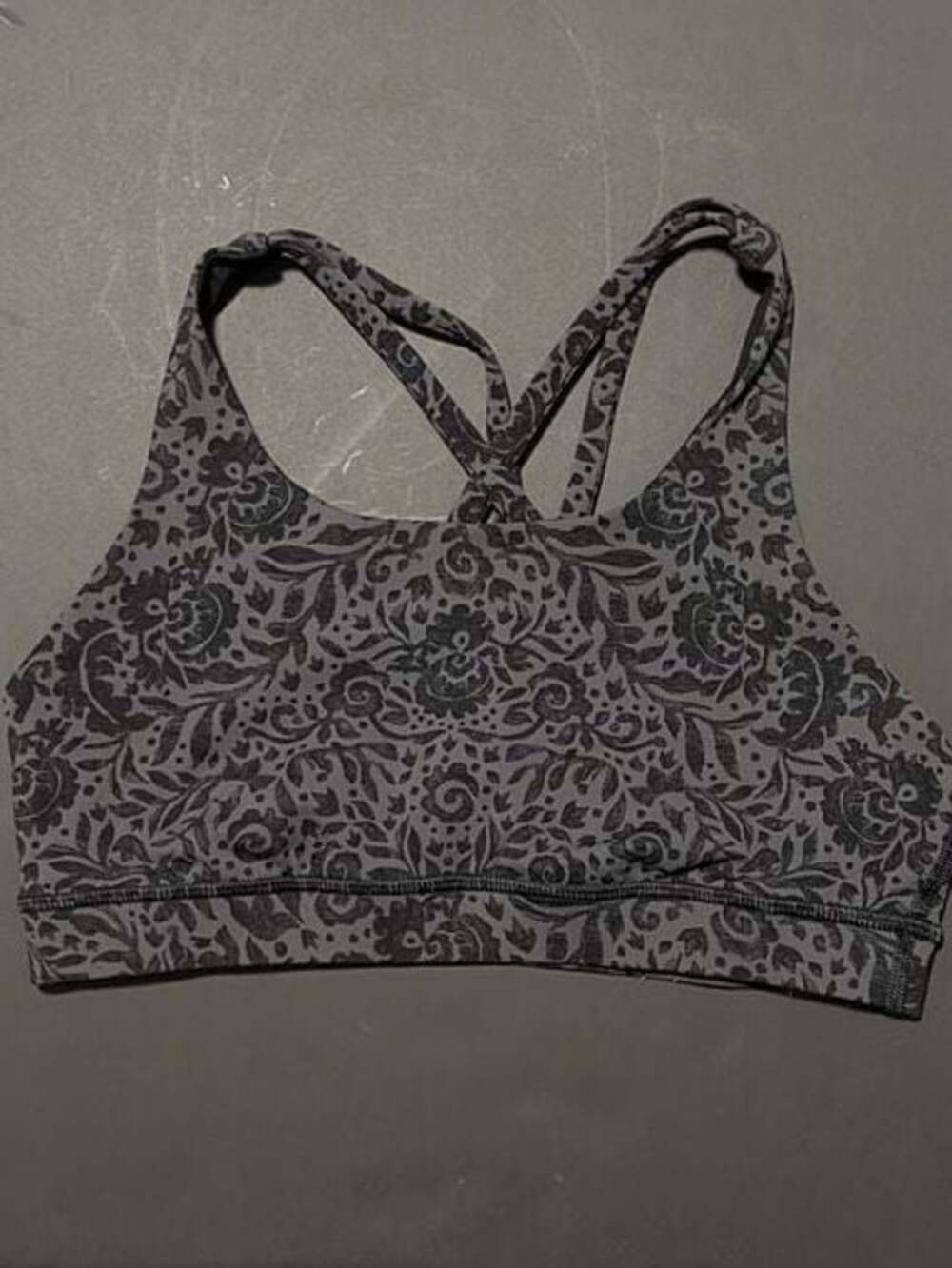Lululemon Energy Bra Painted Paisley Black Grey Size 6